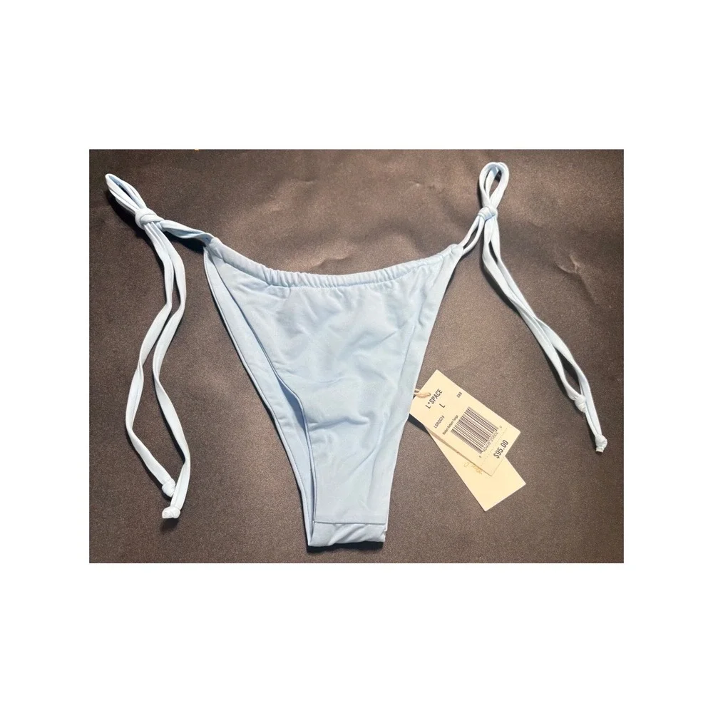 L*Space Robyn Bottom Tanga Sky Blue Bikini Swim Bottom LSROG24 Mens Large NEW